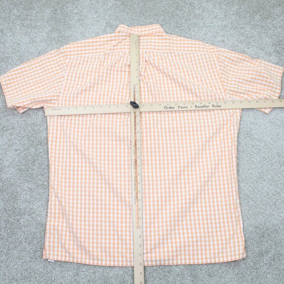 Ralph Lauren Greggor Shirt Mens Medium Orange/White Gingham Cotton S/S Button - Picture 8 of 10